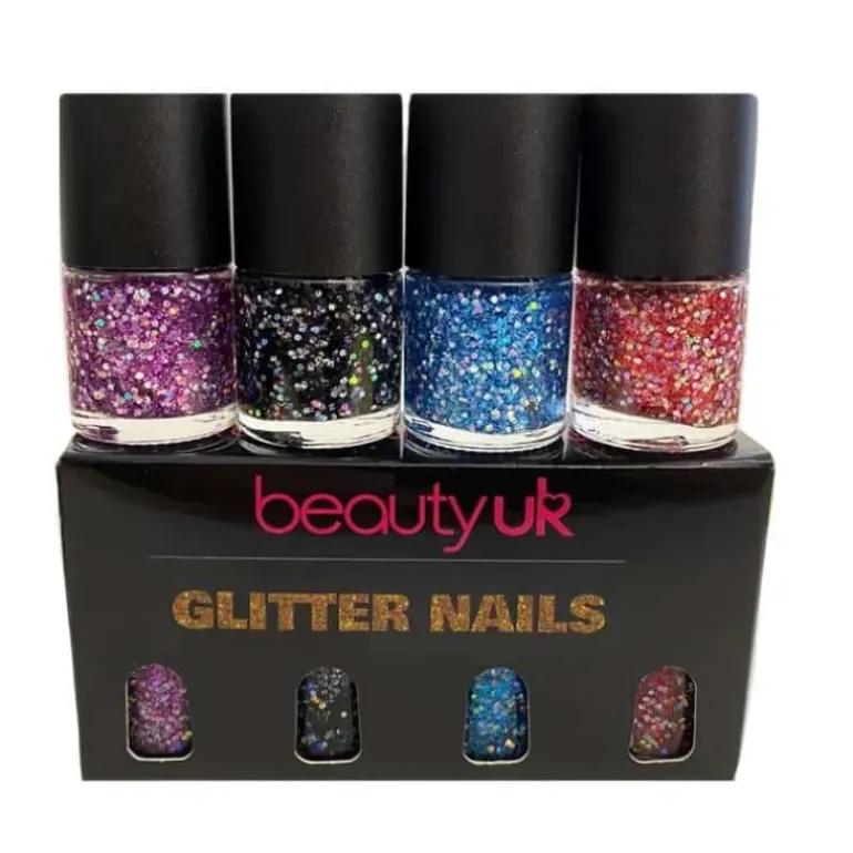 Beauty UK Glitter Nails Polish Set 4x9ml