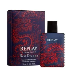 Giftset Replay Signature Red Dragon Man Edt 100ml + Pochette