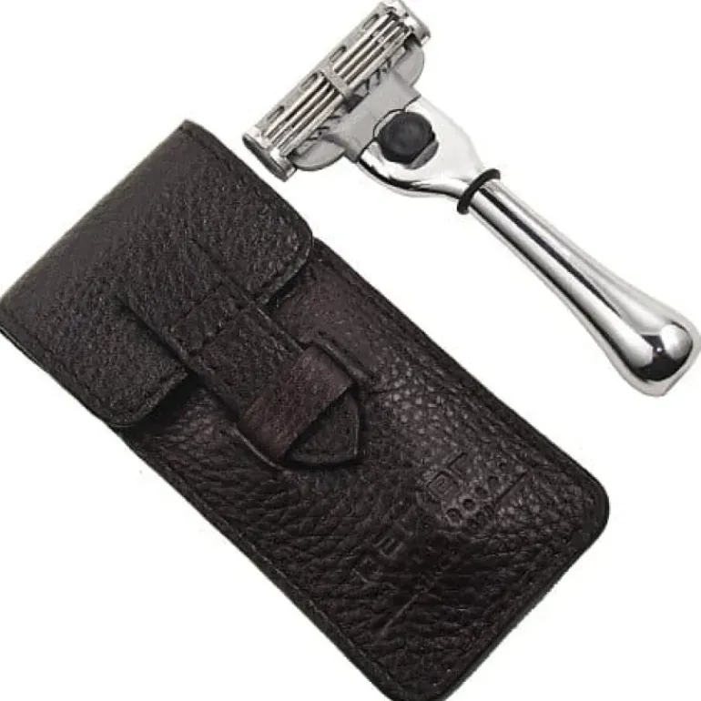 Parker TM-3 Travel Mach-3 Razor with Leather Pouch