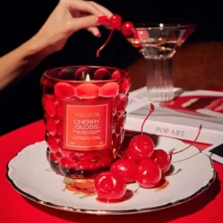 Voluspa Boxed Textured Glass Candle Cherry Gloss 184g