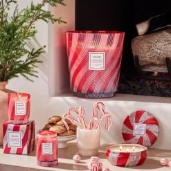 Voluspa Crushed Candy Cane 3-wick Tin Candle