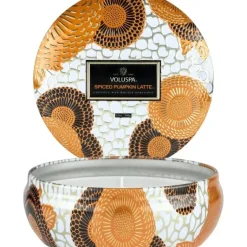 Voluspa 3-Wick Decorative Tin Candle Spiced Pumpkin Latte 340g